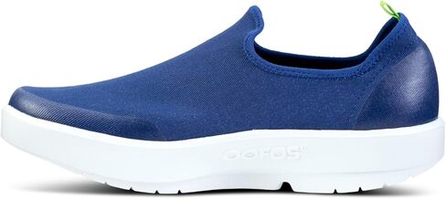 OOFOS OOmg eeZee Low Shoe, White & Navy - Women’s Size 6 - Lightweight Recovery Footwear - Reduces Stress on Feet, Joints & Back - Machine Washable in Kuwait