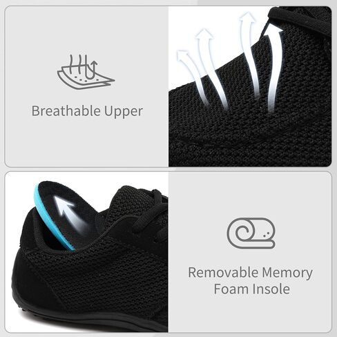 Women Minimalist Zero Drop Knit Non-Slip Flat Walking Sneakers | Lightweight flexible breathable knit upper, non-slip flat outsole, comfy for gym training, commuting and daily walking in Kuwait
