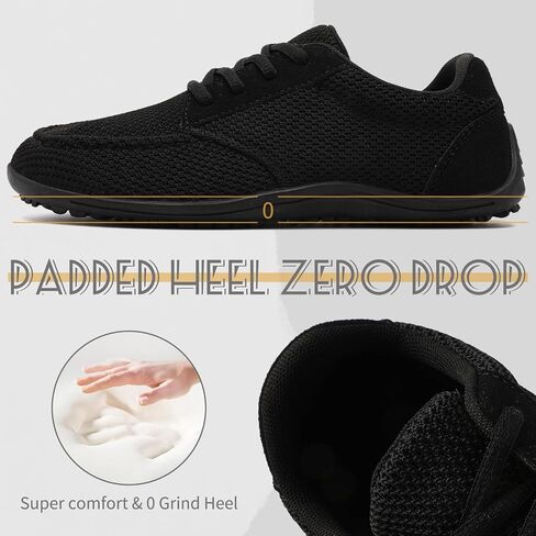 Women Minimalist Zero Drop Knit Non-Slip Flat Walking Sneakers | Lightweight flexible breathable knit upper, non-slip flat outsole, comfy for gym training, commuting and daily walking in Kuwait