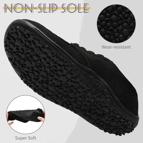 Women Minimalist Zero Drop Knit Non-Slip Flat Walking Sneakers | Lightweight flexible breathable knit upper, non-slip flat outsole, comfy for gym training, commuting and daily walking in Kuwait
