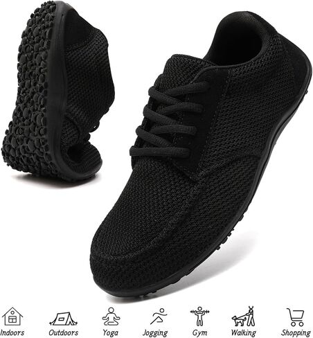 Women Minimalist Zero Drop Knit Non-Slip Flat Walking Sneakers | Lightweight flexible breathable knit upper, non-slip flat outsole, comfy for gym training, commuting and daily walking in Kuwait