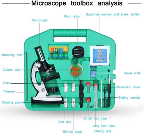 ZTBH Microscope Accessories Kit Microscope Binocular with Accessories Kit 100X-1200X All-Metal Microscope Biology Microscope Slides(Ad Sections) in Kuwait