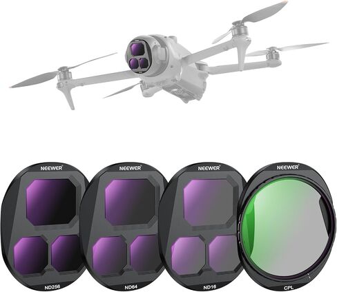 NEEWER ND Filter Set Compatible with DJI Mavic 4 Pro (4 Pack), Screw On ND8/PL + ND16/PL + ND32/PL + ND64/PL Multicoated HD Optical Glass Neutral Density Drone Lens Filter with Magnetic Storage Case in Kuwait