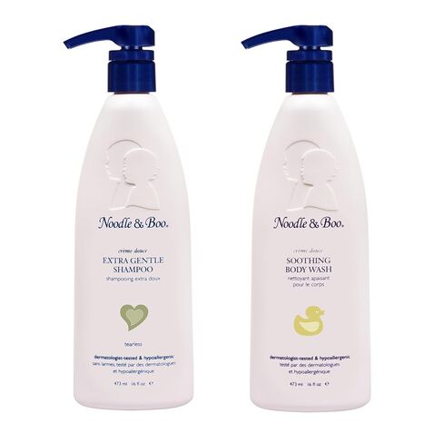 Noodle & Boo Extra Gentle Baby Shampoo (16 fl oz) & Soothing Body Wash (16 fl oz) Bundle | Tear-Free, Hypoallergenic, Plant-Based, Pediatrician-Tested, Baby Bath Essentials for Sensitive Skin & Scalp in Kuwait