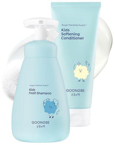 GOONGBE Kids' Detangling Shampoo - Silky Shine for Frizzy Tangle-Prone Hair – Silicone-Free Low pH with Silk Protein & Macadamia Oil – Tear-Free Tested, 25 Allergen-Free – Korean K-Beauty, 10.1 fl oz in Kuwait