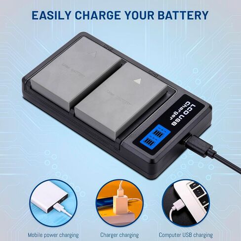 2-Pack BLS-5 Battery with Dual Charger for Olympus BLS-50,PS-BLS1, PS-BLS5 | OM-D E-M10, E-PM2, Pen E-P1, E-P2, E-P3, E-PL2, E-PL3, E-420, E-450, E-600, E-620, Mark II, III, IIIs, IV, Stylus 1 cameras in Kuwait