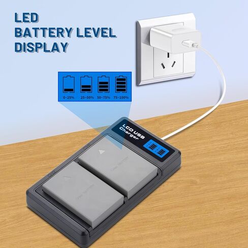 2-Pack BLS-5 Battery with Dual Charger for Olympus BLS-50,PS-BLS1, PS-BLS5 | OM-D E-M10, E-PM2, Pen E-P1, E-P2, E-P3, E-PL2, E-PL3, E-420, E-450, E-600, E-620, Mark II, III, IIIs, IV, Stylus 1 cameras in Kuwait