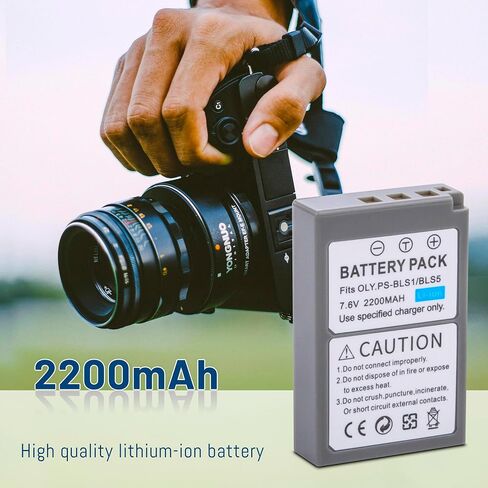 2-Pack BLS-5 Battery with Dual Charger for Olympus BLS-50,PS-BLS1, PS-BLS5 | OM-D E-M10, E-PM2, Pen E-P1, E-P2, E-P3, E-PL2, E-PL3, E-420, E-450, E-600, E-620, Mark II, III, IIIs, IV, Stylus 1 cameras in Kuwait