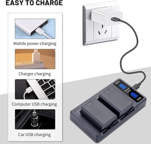 2-Pack EN-EL25 EN-EL25A Battery with Dual Charger for Nikon Z30 Z50 Z50II | ZFC Cameras, MH-32 Charger in Kuwait