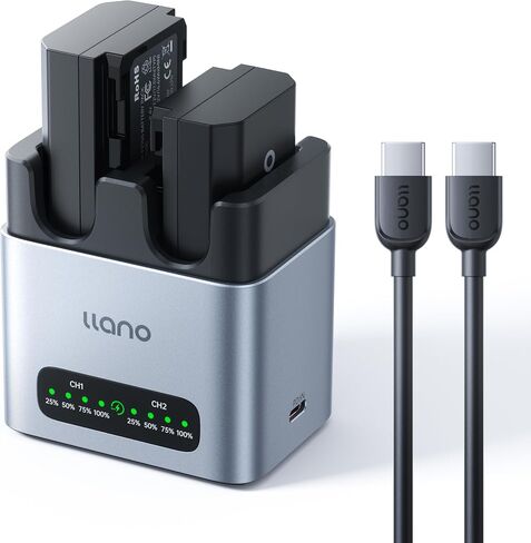 llano NP-FZ100 Battery 2400mAH 2-Pack & 20W Fast Charger Set | for Sony Camera A7III A7IV A6700 FX3 FX30 A9 A7C A7CII A7RV A7RIII A6600 ZV-E1 ZV-E10II A1 FX2, USB-C,LED, CNC Aluminum in Kuwait