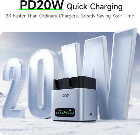 llano NP-FZ100 Battery 2400mAH 2-Pack & 20W Fast Charger Set | for Sony Camera A7III A7IV A6700 FX3 FX30 A9 A7C A7CII A7RV A7RIII A6600 ZV-E1 ZV-E10II A1 FX2, USB-C,LED, CNC Aluminum in Kuwait
