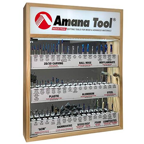 Amana Tool 57 Piece CNC Router Bits Set for Sign Making, Carving, Surfacing, Cabinet and Furniture Makers, with Solid Wood Display Case, AMS-CNC-60 in Kuwait
