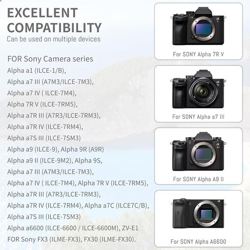NP-FZ100 Battery, Dual-Slot LCD Display Charger for Sony A7iii, A7iv, A7C | A7R III, A7R IV, A7RV, A7S III, A7 III, A7 IV, A6600, A7C, A7C II, A6700, FX3, FX30, ZV-E10ii, Alpha 9,9S, A7R3 in Kuwait