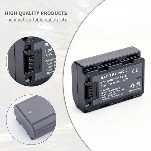 NP-FZ100 Battery, Dual-Slot LCD Display Charger for Sony A7iii, A7iv, A7C | A7R III, A7R IV, A7RV, A7S III, A7 III, A7 IV, A6600, A7C, A7C II, A6700, FX3, FX30, ZV-E10ii, Alpha 9,9S, A7R3 in Kuwait