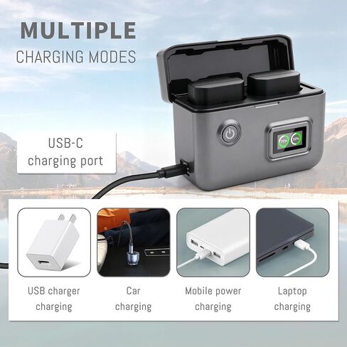 NP-FZ100 Battery, Dual-Slot LCD Display Charger for Sony A7iii, A7iv, A7C | A7R III, A7R IV, A7RV, A7S III, A7 III, A7 IV, A6600, A7C, A7C II, A6700, FX3, FX30, ZV-E10ii, Alpha 9,9S, A7R3 in Kuwait
