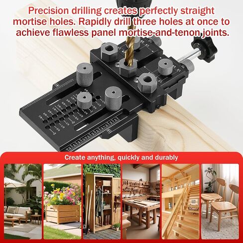 Woodworking Dowel Jig Kit, Precision Drill Guide with 1/4 3/8 1/2 Inch Bushings & Drill Bits, Adjustable Doweling Jig for Straight Holes, Quick Clamp System for Furniture Cabinet DIY Wood Joints in Kuwait