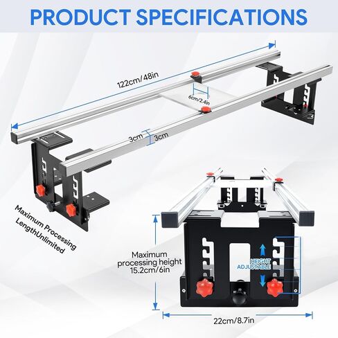 48 Inch Adjustable Router Sled for Flattening Slabs, Reinforced Rails | Adjustable Slab Flattening Gig with Reinforced Rails for Smooth Wood Surfacing, Planing Live-edge Slabs and DIY Woodworking in Kuwait