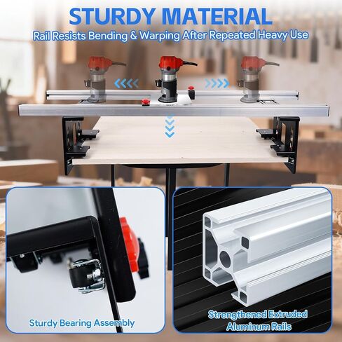 48 Inch Adjustable Router Sled for Flattening Slabs, Reinforced Rails | Adjustable Slab Flattening Gig with Reinforced Rails for Smooth Wood Surfacing, Planing Live-edge Slabs and DIY Woodworking in Kuwait