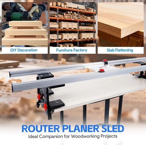 48 Inch Adjustable Router Sled for Flattening Slabs, Reinforced Rails | Adjustable Slab Flattening Gig with Reinforced Rails for Smooth Wood Surfacing, Planing Live-edge Slabs and DIY Woodworking in Kuwait