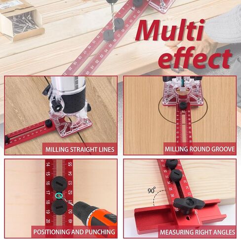 4 in 1 Router Milling Groove Bracket, Router Circle Cutting Jig, Router Guide & Edge Guide for Woodworking - Precise Router Accessories for Cutting Circles and Edges (Red, Large) in Kuwait