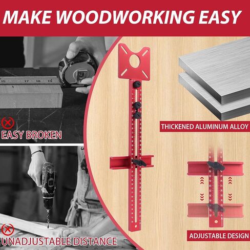 4 in 1 Router Milling Groove Bracket, Router Circle Cutting Jig, Router Guide & Edge Guide for Woodworking - Precise Router Accessories for Cutting Circles and Edges (Red, Large) in Kuwait