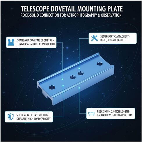Metal Telescope Dovetail Plate Mounting Bracket for Equatorial Mounts and Finder Scopes, 4.25 x 1.71 x 1.1 Inches in Kuwait