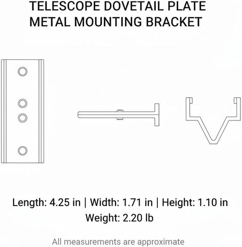 Metal Telescope Dovetail Plate Mounting Bracket for Equatorial Mounts and Finder Scopes, 4.25 x 1.71 x 1.1 Inches in Kuwait