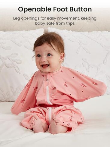 GROWNSY Swaddle Sleep Sack 3-6 Months, Starfish Design Baby Swaddle Sack, Dual-Zipper for Easy Diaper Changes, Proper Hip Development & Openable Foot Button, 12-20lbs, Pink in Kuwait