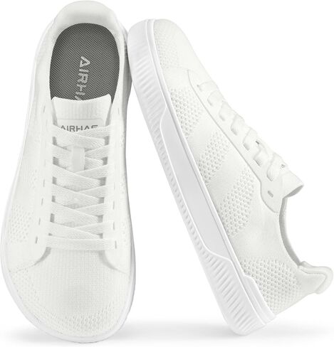 AIRHAS Womens Wide Toe Box Barefoot Shoes Zero Drop Fashion Sneakers for Women Walking Casual Minimalist Shoes(White,8.5) in Kuwait