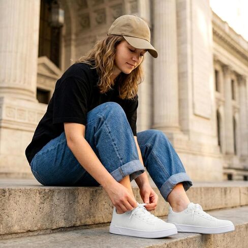 AIRHAS Womens Wide Toe Box Barefoot Shoes Zero Drop Fashion Sneakers for Women Walking Casual Minimalist Shoes(White,8.5) in Kuwait