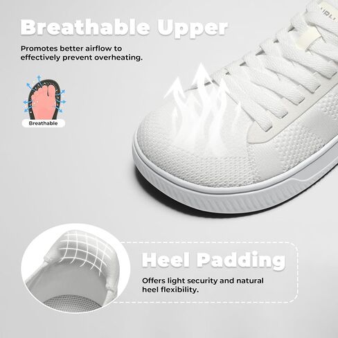 AIRHAS Womens Wide Toe Box Barefoot Shoes Zero Drop Fashion Sneakers for Women Walking Casual Minimalist Shoes(White,8.5) in Kuwait