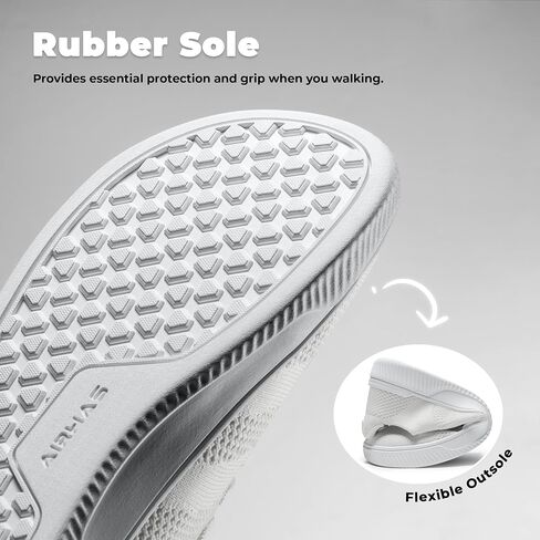 AIRHAS Womens Wide Toe Box Barefoot Shoes Zero Drop Fashion Sneakers for Women Walking Casual Minimalist Shoes(White,8.5) in Kuwait