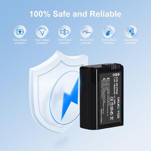 NP-FW50 Camera Battery & Dual Slot Charger 2 Pack Compatible with Sony ZV-E10 A7 A7R A6400 RX10 in Kuwait
