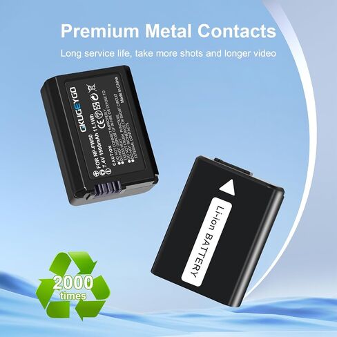 NP-FW50 Camera Battery & Dual Slot Charger 2 Pack Compatible with Sony ZV-E10 A7 A7R A6400 RX10 in Kuwait