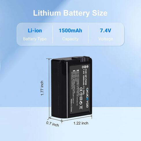 NP-FW50 Camera Battery & Dual Slot Charger 2 Pack Compatible with Sony ZV-E10 A7 A7R A6400 RX10 in Kuwait