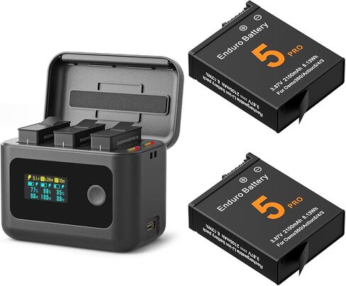 YDW Intelligent Battery Charger for DJI OSMO 360&Action 6/5 Pro/4/3,24W Fast Intelligent Bi-Directional Charging Hub w/LCD Display Shows Battery SOC,Charger Only (Battery Charger with 2 Betteries) in Kuwait