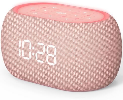 ANJANK White Noise Sound Machine Alarm Clock with Bluetooth Speaker, 21 Relaxing Sounds, 7 Night Lights,0-100% Dimmer/Sleep Timer/30-Level Volume Control,Sound Machine for Kids Adults Sleeping,Bedroom in Kuwait