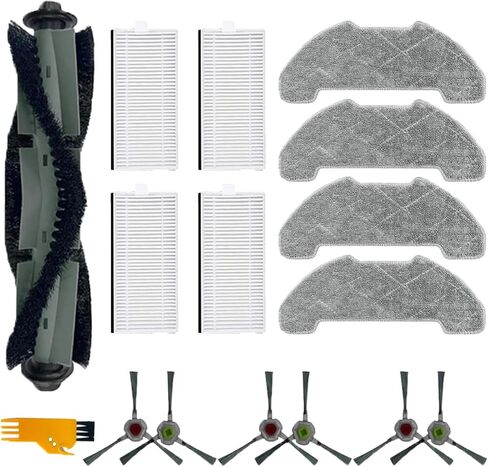 16 Pcs Replacement Part Kit for Airrobo P30 Vacuum Cleaner | 1 Main Brush, 4 Filters, 4 Mop Pads, 6 Side Brushes Accessories Attachments in Kuwait