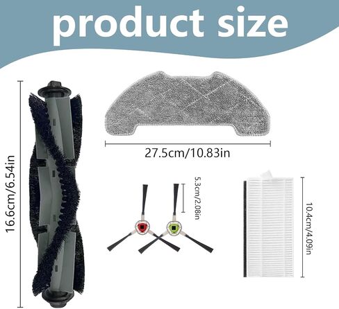 16 Pcs Replacement Part Kit for Airrobo P30 Vacuum Cleaner | 1 Main Brush, 4 Filters, 4 Mop Pads, 6 Side Brushes Accessories Attachments in Kuwait