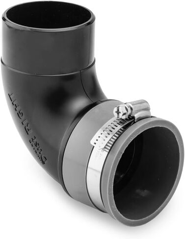 Rockler Dust Right Quick Change 2-1/2'' Elbow Tool Port - Collection Fitting with Flexible Rubber Boot & Metal Clamp for Hose, Shop Vacuum, Collector Systems & Workshop Ducting. in Kuwait