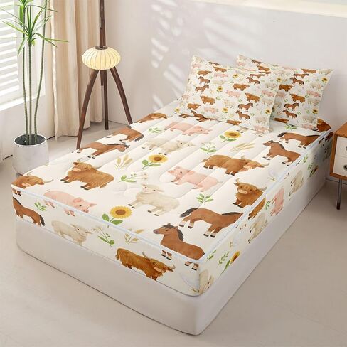 jejeloiu Pig Cow Sheep Zipper Bedding Queen Farm Animal Bedding Sets for Kids Boys Girls Farm Nursery Decor Comforter Set with Fitted Sheet 2 Pillowcases One Zipper Bed Set for All Seasons in Kuwait