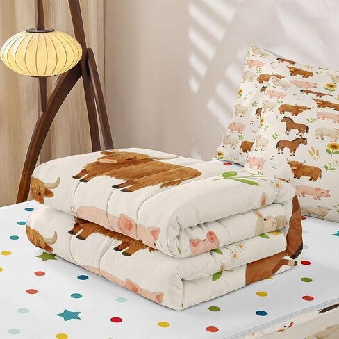 jejeloiu Pig Cow Sheep Zipper Bedding Queen Farm Animal Bedding Sets for Kids Boys Girls Farm Nursery Decor Comforter Set with Fitted Sheet 2 Pillowcases One Zipper Bed Set for All Seasons in Kuwait