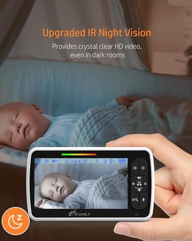 iFamily 5"Split Screen Baby Monitor with 2 Cameras and Audio n Night Vision | Large Display Video Baby Monitor, Long Range, Remote pan tilt, Temperature, 2 Way Talk,Feeding Clock, lullabies in Kuwait