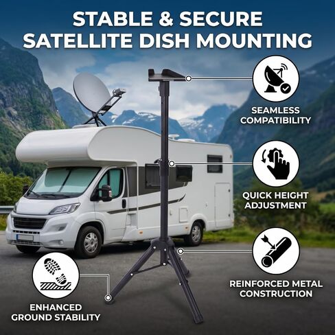 Dpofirs Satellite Dish Tripod Stand, Fit for Gen 3, Height Adjustable to 47.2 Inch, Windproof with Thickened Metal, Quick Lock Knob, Non Slip Foot Pads, for Outdoor Camping RV Boat Roof in Kuwait