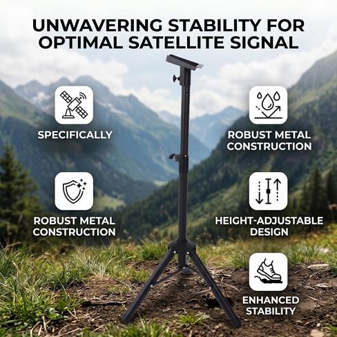 Dpofirs Satellite Dish Tripod Stand, Fit for Gen 3, Height Adjustable to 47.2 Inch, Windproof with Thickened Metal, Quick Lock Knob, Non Slip Foot Pads, for Outdoor Camping RV Boat Roof in Kuwait