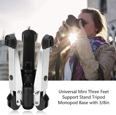 Universal Mini Tripod Base with 3/8in Screw, Three Feet Support Stand for Monopod Conversion, Compact Foldable Monopod Base with Anti - Slip Rubber Feet for Cameras and in Kuwait