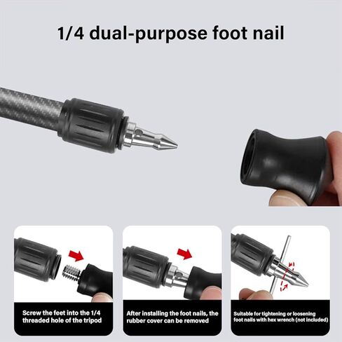 3Pieces 1/4 Screw Tripod Feet for Reliabled on Both Flat and Uneven Grounds Slipproof Rubber Foot in Kuwait