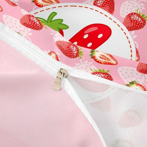 Erosebridal Custom Strawberry Duvet Cover Personalized Initial K Toddler Bedding Set,Princess Pink Kawaii Bed Cover (No Comforter) in Kuwait