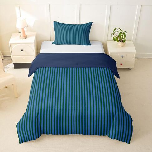 Erosebridal Lines Stripe Navy Blue Duvet Cover Toddler Size | Pinstripe Bedding Set Abstract Striped Comforter Cover Modern Simple Style Warm Soft Bedclothes in Kuwait