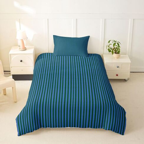Erosebridal Lines Stripe Navy Blue Duvet Cover Toddler Size | Pinstripe Bedding Set Abstract Striped Comforter Cover Modern Simple Style Warm Soft Bedclothes in Kuwait